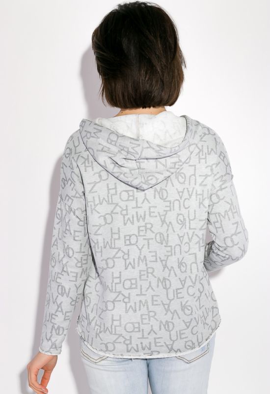 Толстовка женская с надписью на груди 32P034-1 (светло-серый)
