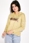 Толстовка жіноча з написом на грудях 32P034-1 (жовтий)