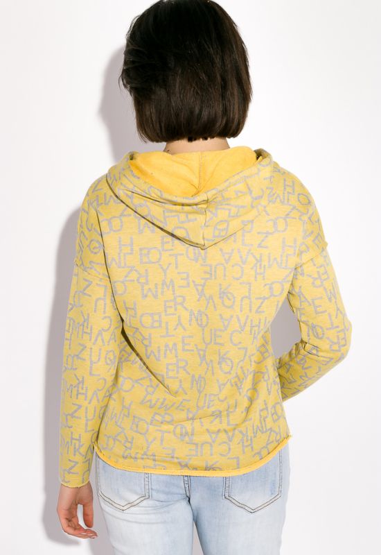Толстовка женская с надписью на груди 32P034-1 (желтый)