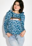 Толстовка женская с надписью на груди 32P034 (синий) Толстовка женская с надписью на груди 32P034 (синий)