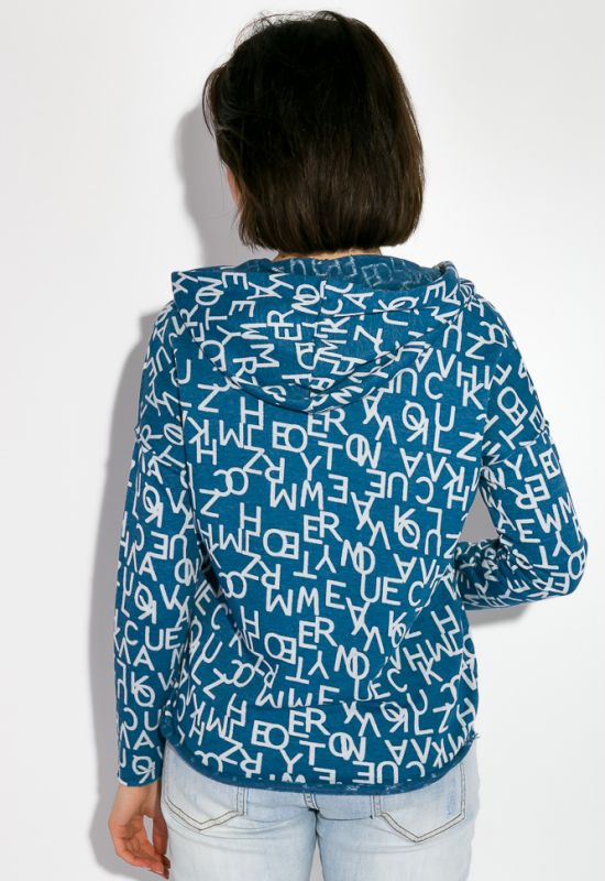 Толстовка женская с надписью на груди 32P034 (синий)