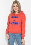 Толстовка женская с надписью на груди 82PD917 Коралловый (коралловый)