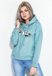 Толстовка жіноча з принотом та капюшоном 82PD901 Блакитний (блакитний)