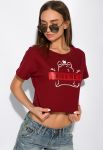 Топ жіночий з принтом на грудях 120PMA1822 (бордовий)