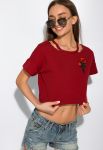 Топ жіночий з вишивкою на грудях 120PMA1819 (бордовий)