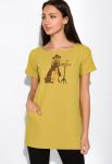 Туника с принтом на груди 120PMA1593-1 (горчичный)