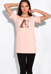 Туника с принтом на груди 120PMA1593-1 (персиковый)