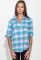 Туніка жіноча в клітинку з подовженою спинкою 64PD220 (бірюзовий/білий)