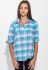Туника женская в клетку с удлиненной спинкой 64PD220 (бирюзовый/белый)
