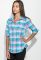 Туніка жіноча в клітинку з подовженою спинкою 64PD220 (бірюзовий/білий)