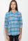 Туніка жіноча в клітинку з подовженою спинкою 64PD220 (бірюзовий/рожевий)