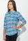 Туніка жіноча в клітинку з подовженою спинкою 64PD220 (бірюзовий/рожевий)