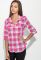 Туника женская в клетку с удлиненной спинкой 64PD220 (малиновый/белый)