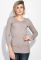 Туника женская вырез лесенкой 619K004 (бежевый/серый)