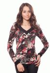 БЛ 155 Блузка жіноча (чорний/візерунок)