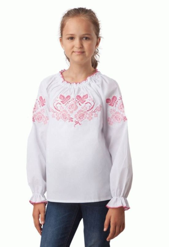 БС 016 Рубашка-вышиванка для девочек (белый)
