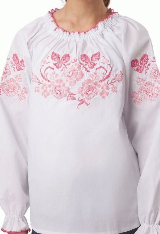 БС 016 Рубашка-вышиванка для девочек (белый)