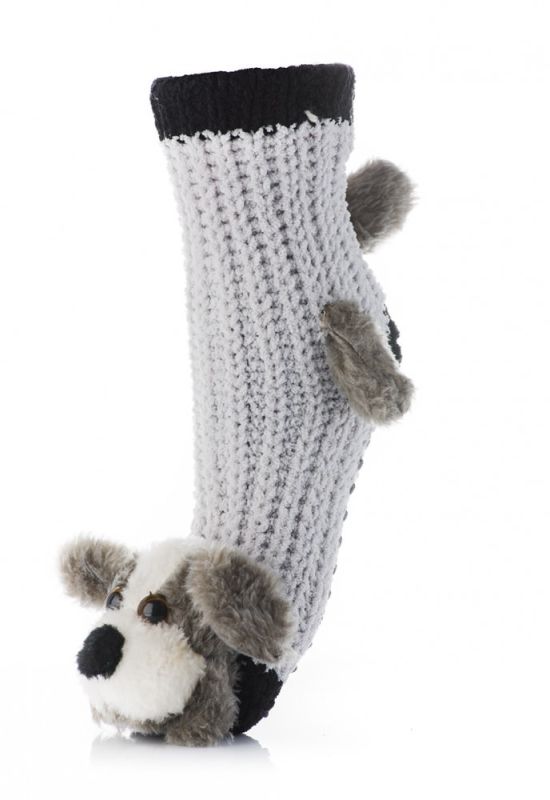 CHENILLE Шкарпетки в'язані зі звірятками (чорний/сірий)