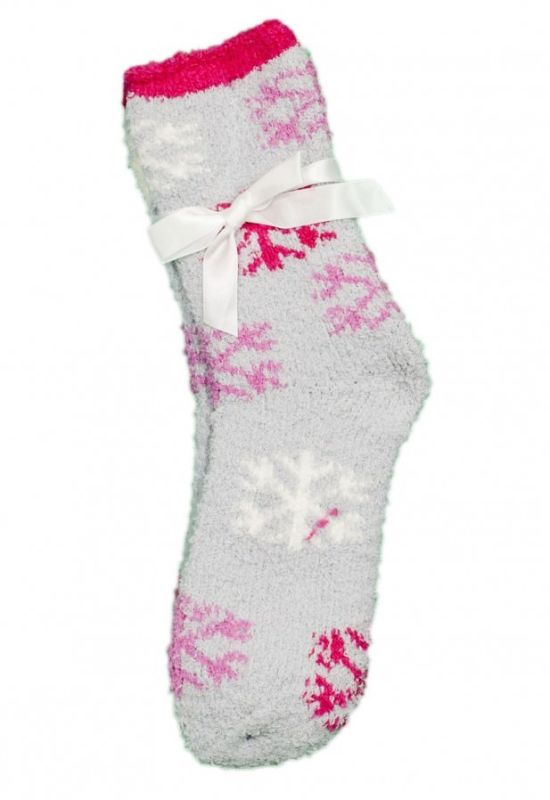 COOZY L50 Шкарпетки жіночі махрові (світло-сірий/рожевий)