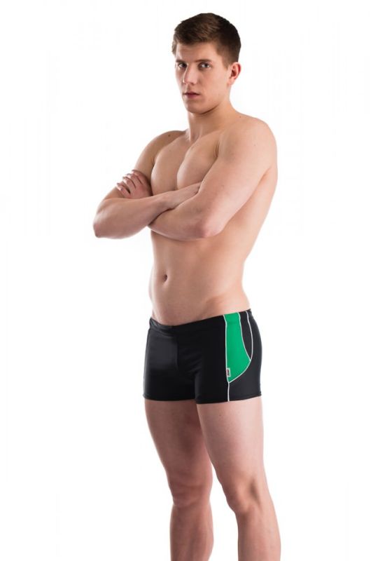 M 07 боксерки купальные мужские (черный/зеленый)