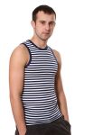 ММ 008 Майка чоловіча (білий/темно-синій/смужка)