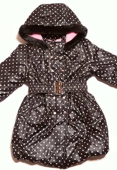 ПА 011 Пальто для дівчаток (чорний/горошок)
