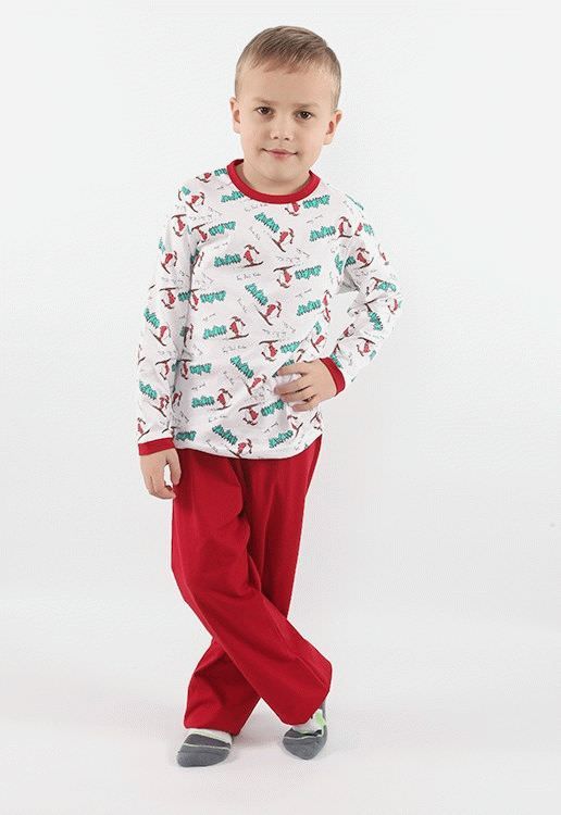 PB 014 Пижама для мальчиков (красный/белый)