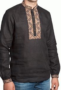 СМ 006 Рубашка-вышиванка мужская (черный)
