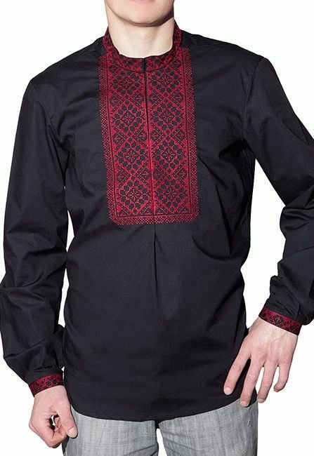 СМ 009 Рубашка-вышиванка мужская (черный)