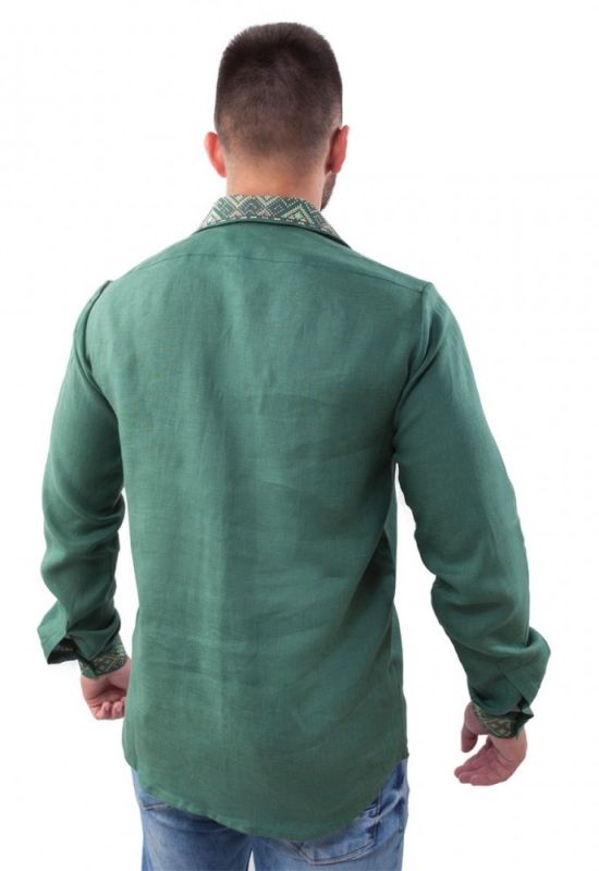 SM 027 Рубашка-вышиванка мужская (зеленый)