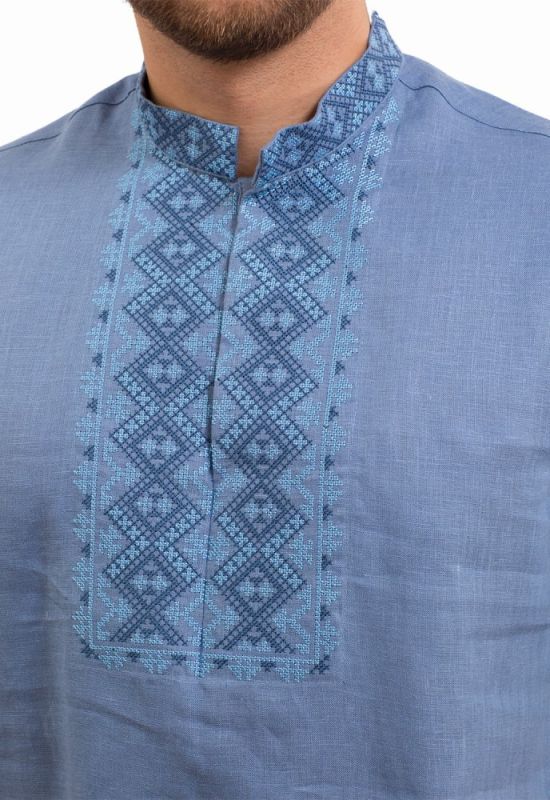 SM 030 Рубашка-вышиванка мужская (синий)
