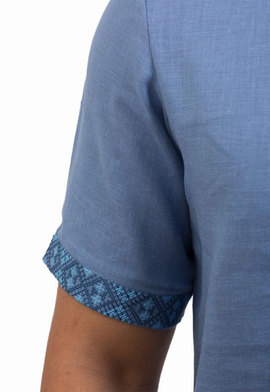 SM 030 Рубашка-вышиванка мужская (синий)