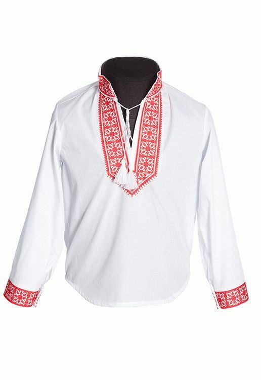 СВ 011 Рубашка-вышиванка для мальчиков (белый/красный)