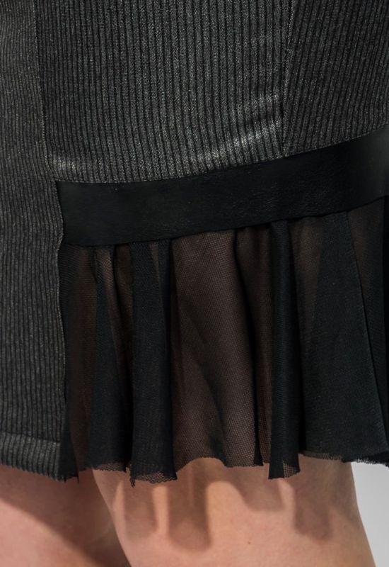 Юбка женская со встаками сетки на подоле 68PD502-1 (черный/серый)