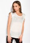 Жіноча футболка з бахрамою 148P057 (молочний)