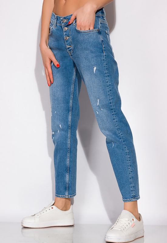 Жіночі однотонні джинси 148P087 (світло-синій)