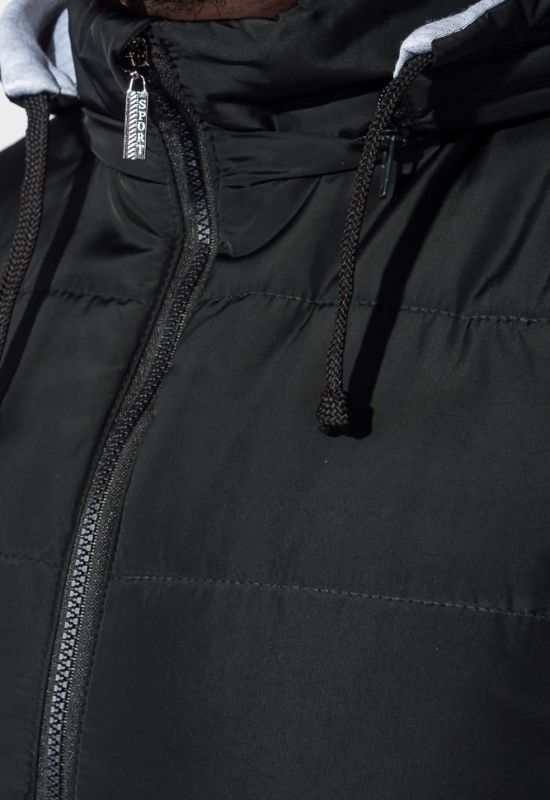 Жилет мужской теплый с капюшоном и карманами 70PD5009 (черный)